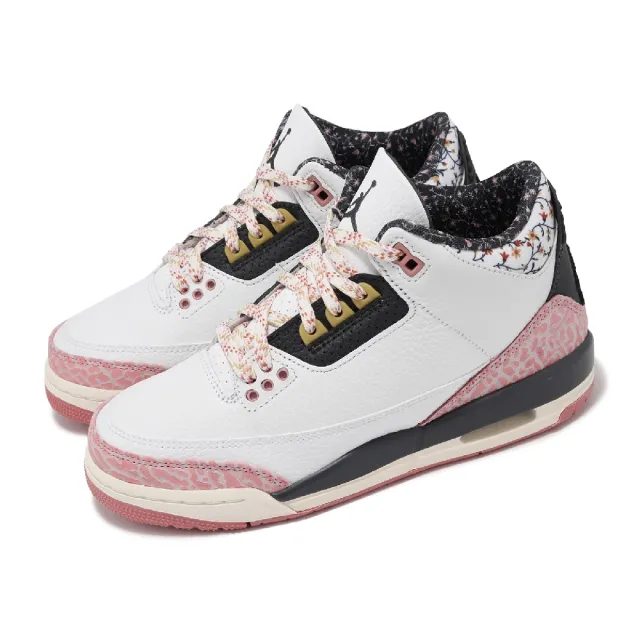 NIKE 耐吉】休閒鞋Air Jordan 3 Retro GS 大童女鞋白粉爆裂紋AJ3 三代