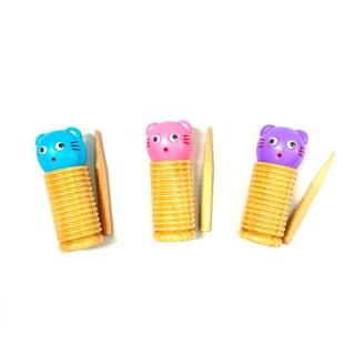 【KM MUSIC】臺製刮弧 沙鈴 小括弧 刮胡 卡通括弧 貓咪(奧福樂器 ORFF 幼稚園 兒童樂器)
