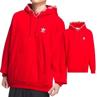 【adidas 愛迪達】Originals 男款 女款 紅色 CNY 新年 龍年 復古 三葉 帽T 長袖 IX4217