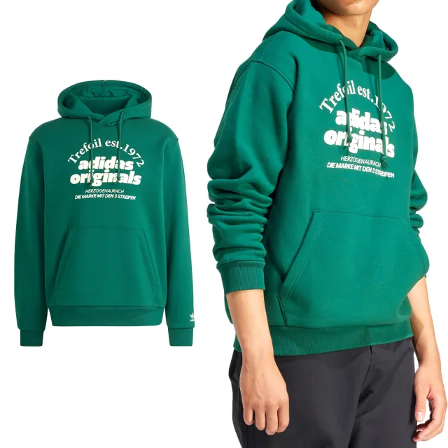 【adidas 愛迪達】Grf Hoodie 男款 綠色 刷毛 連帽 上衣 運動 休閒 長袖 IS1412