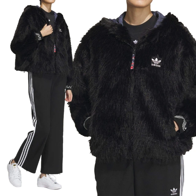 adidas 愛迪達 NEW FUR JKT 女款 黑色 CNY 新年 龍年 人造毛皮 連帽 外套 IX4226