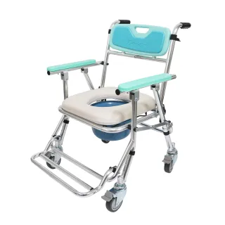 【恆伸醫療器材】ER-4548 4548便利推 鋁合金 有輪 洗澡便椅/馬桶椅/便器椅/便盆椅(可收合、調高度、架馬桶)