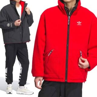 【adidas 愛迪達】Rev Sherpa JKT 男款 黑色 三葉草 新年 亞規 雙面穿 運動 外套 IX4209