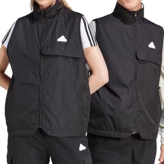 【adidas 愛迪達】U CE U VEST 男款 女款 黑色 全拉鍊 立領 寬鬆 防水 背心 IN3701