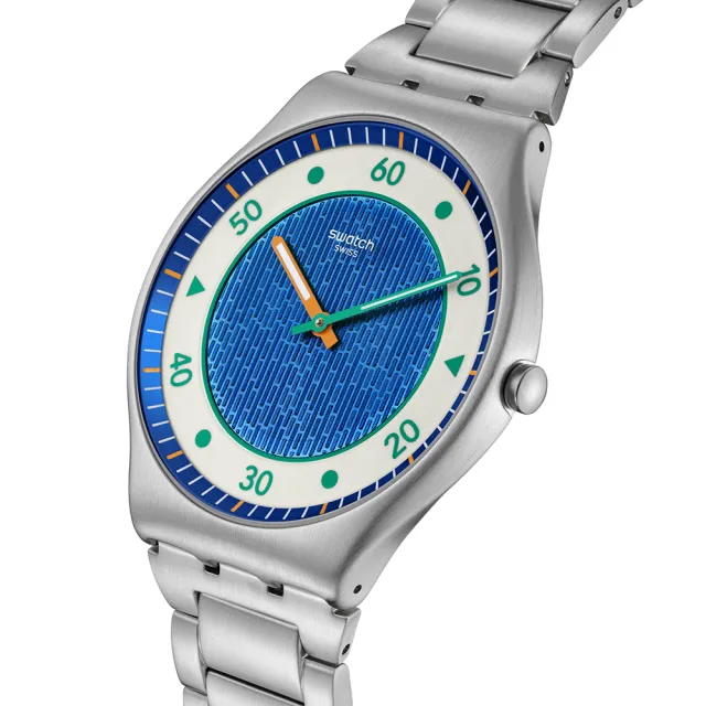 【SWATCH】Skin Irony 超薄金屬系列手錶 SPLASH DANCE 瀑布 金屬鍊帶 男錶 女錶 手錶 瑞士錶 錶(42mm)
