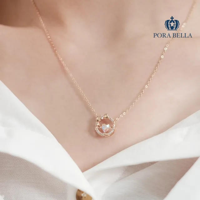 【Porabella】925純銀鋯石項鍊 蝴蝶結少女心純銀項鍊 幻彩鋯石項鍊 跳動的心純銀鎖骨項鍊 Necklace