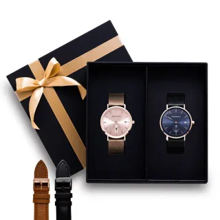 【THEODORA’S 希奧朵拉】[可選色]情人節禮盒Zeus對錶+替換錶帶禮盒4入組