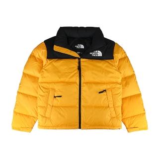 【The North Face】THE NORTH FACE 1996 RETRO NUPTSE防潑水尼龍填充羽絨夾克外套(男款/黑x深黃)