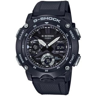 【CASIO 卡西歐】G-SHOCK 碳纖維防護雙顯手錶 新年 禮物(GA-2000S-1A/速)