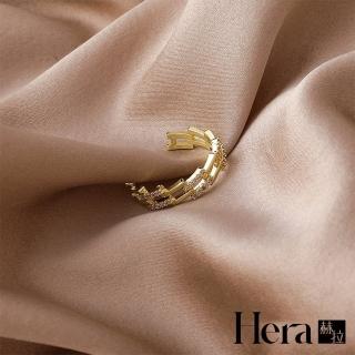 【HERA 赫拉】ll現貨ll韓國設計感微鑲鋯石方形交錯指環/戒指(飾品)