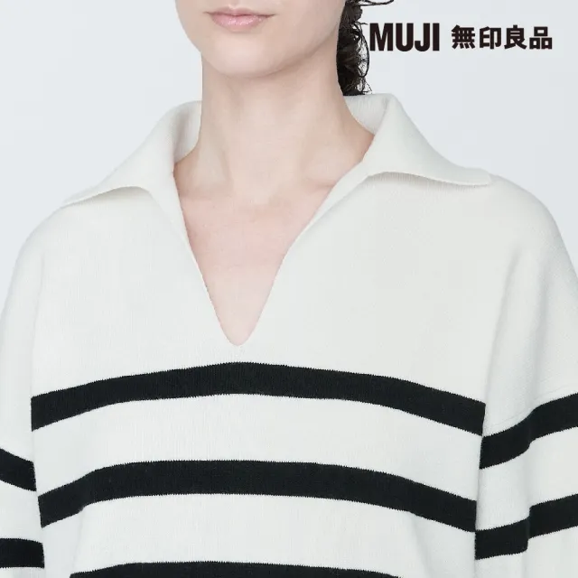 【MUJI 無印良品】女可水洗米蘭諾螺紋開領POLO針織衫(共4色)