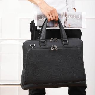 【BONum 博紐】618 型男梯形前袋商務休閒真皮筆電包(真皮包包 真皮 公事包 型男 老公 主管 業務