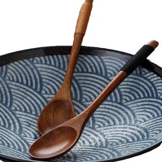 【樂邁家居】日式手工繞線 木質攪拌棒 咖啡匙 長茶匙(18cm 原木材質)