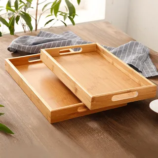 【日日好事】竹製托盤 木頭方型木托盤 早餐盤 水果盤(日式木盤 茶托盤 手工托盤 麵包盤)