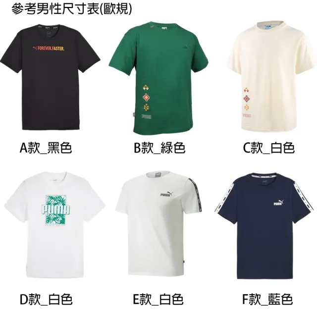 【PUMA】短袖 上衣 T恤 男 女 運動 休閒 黑白綠黃 歐規(67601365&53558702)
