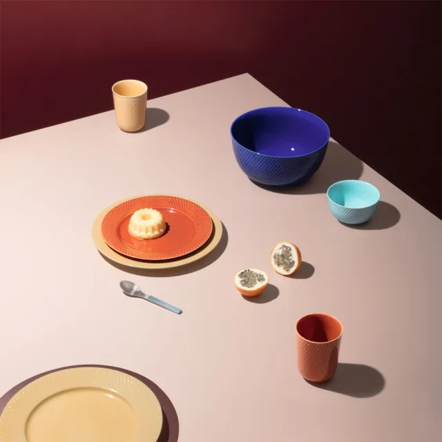 【北歐櫥窗】Lyngby Porcelain Rhombe 菱紋 瓷杯(330ml、赤陶)