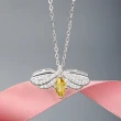 【925 STARS】純銀925璀璨美鑽黃水晶小蜜蜂造型項鍊(純銀925項鍊 水晶項鍊 蜜蜂項鍊)