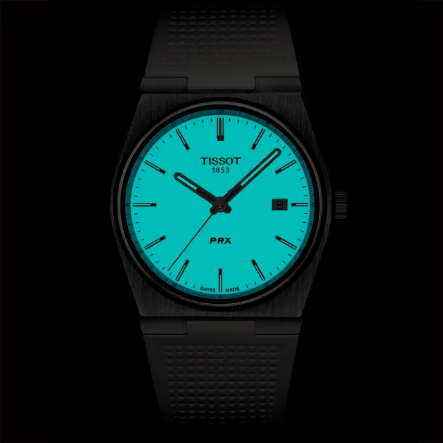 【TISSOT 天梭】PRX系列 夜光版70年代復刻手錶-白/40mm 錶 生日禮 送禮(T1374101701100)