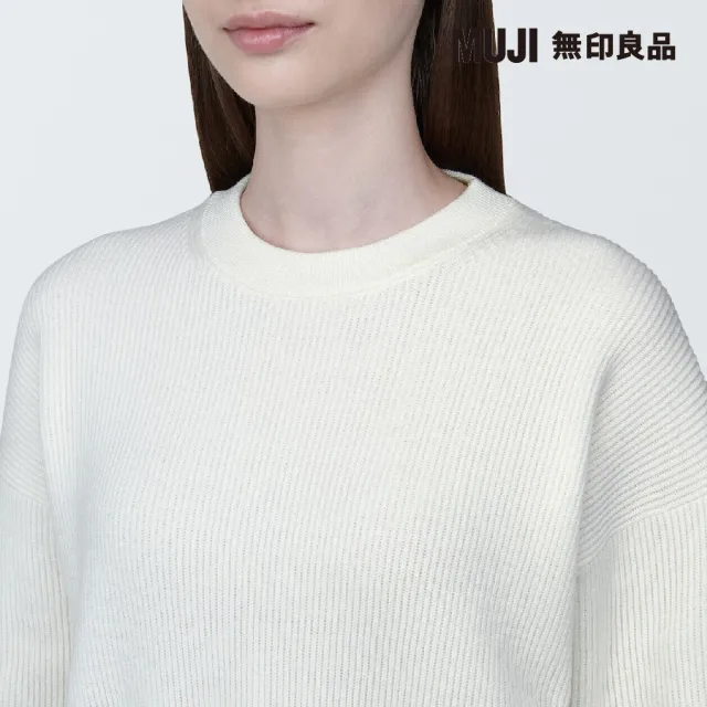 【MUJI 無印良品】女棉混可水洗螺紋圓領短版針織衫(共6色)