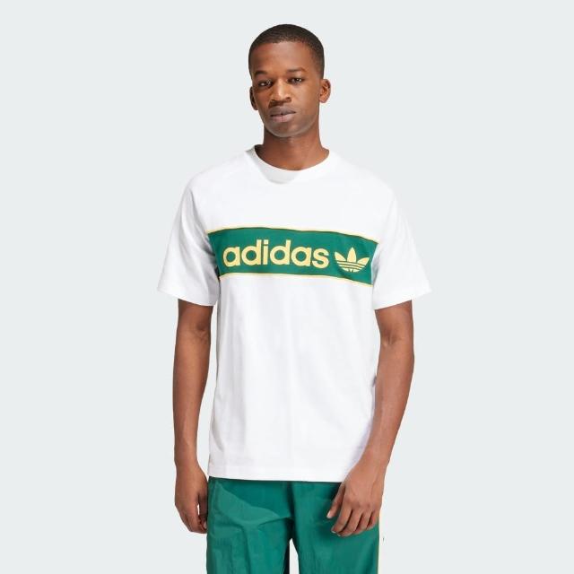 【adidas 愛迪達】上衣 男款 短袖上衣 運動 三葉草 NY TEE 白綠 IU0198