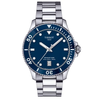 【TISSOT 天梭】官方授權 Seastar 1000 海洋之星300米潛水錶 手錶 送行動電源(T1204101104100)
