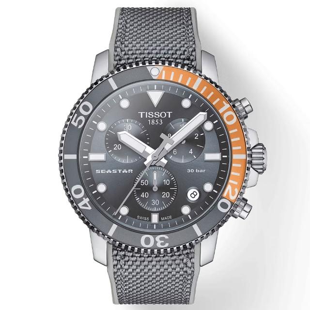 【TISSOT 天梭】官方授權 水鬼 Seastar 1000 海洋之星潛水石英三眼計時手錶 新年 禮物(T1204171708101)