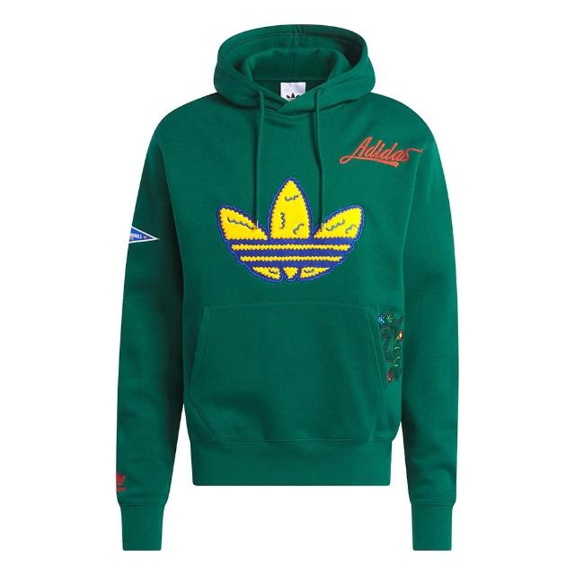 【adidas 愛迪達】C Badge Hoody 男款 綠色 休閒 三葉草 連帽 帽T 上衣 長袖 IL2354