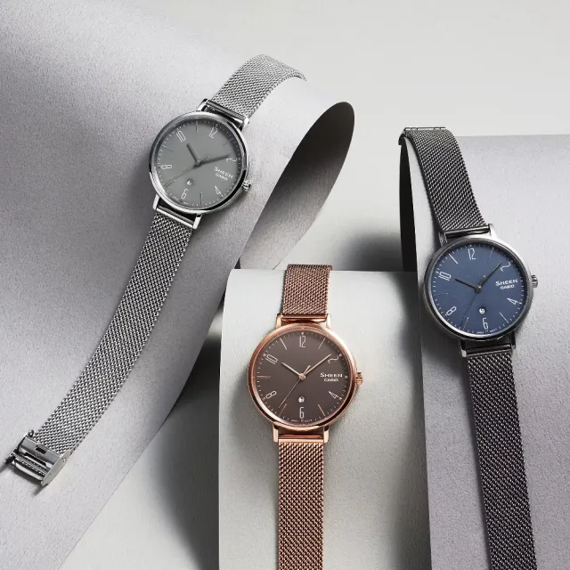 【CASIO 卡西歐】現代極簡風格彰顯個性時尚腕錶 藍面 34mm(SHE-4562BM-2A)
