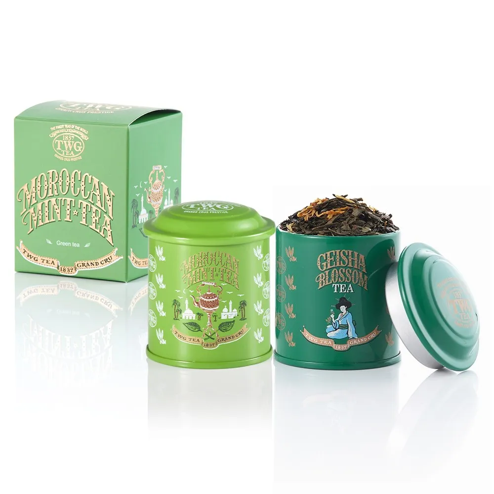 【TWG Tea】迷你茶罐雙入組 蝴蝶夫人之茶 20g/罐+摩洛哥薄荷綠茶 20g/罐