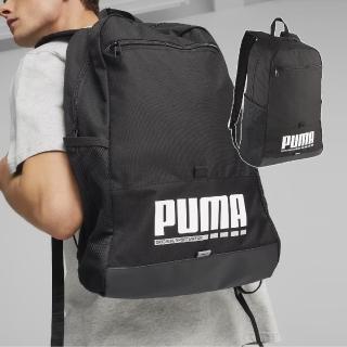 【PUMA】後背包 Plus Backback 黑 白 大空間 可調背帶 軟墊 反光 筆電包 雙肩包 背包(090346-01)