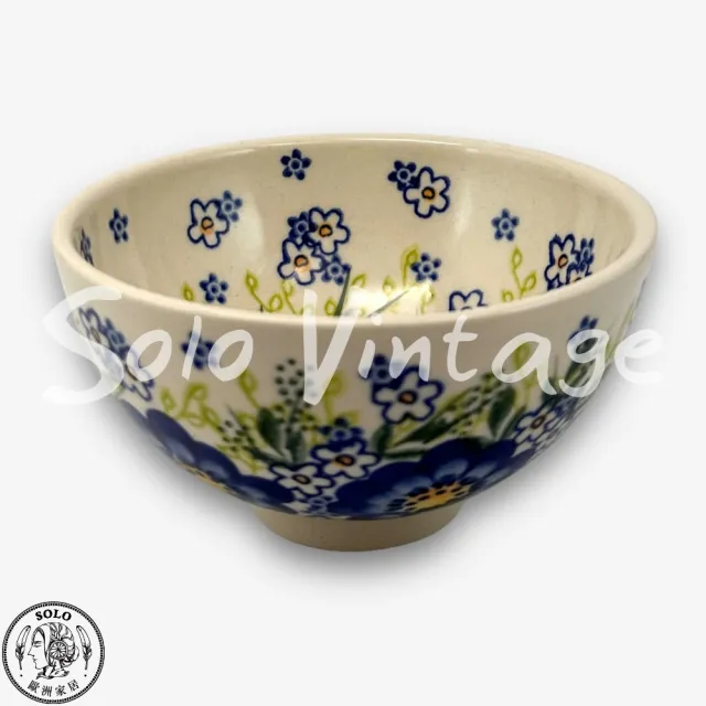 【SOLO 波蘭陶】波蘭製 Vena 波蘭陶 12CM 中式碗 藍色春宴系列