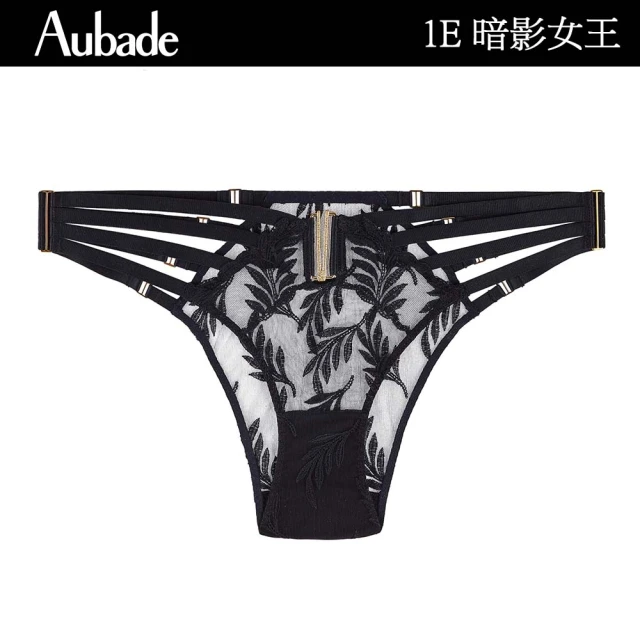 Aubade 暗影女王奢華植葉刺繡蕾絲三角褲 性感小褲 法國進口 女內褲(1E-黑)