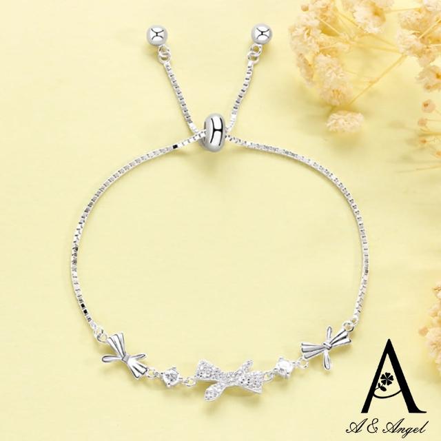 【ANGEL】典雅蝴蝶結水鑽簡約手鍊(銀色)