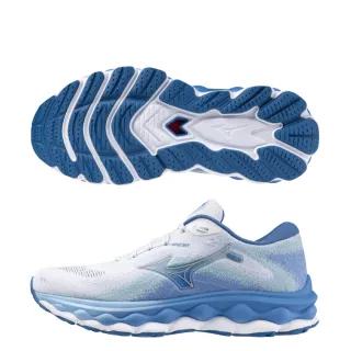【MIZUNO 美津濃】WAVE SKY 7 女款 慢跑鞋 白淺藍(J1GD230274)