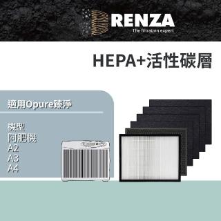 【renza】適用opure 臻淨 a2 a3 a4 阿肥機 空氣清淨機(hepa濾網+活性碳濾網 濾芯)