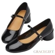【Grace Gift】氣質圓頭中跟瑪莉珍鞋