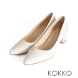 【KOKKO 集團】優雅氣質柔軟綿羊皮粗跟包鞋(白色)