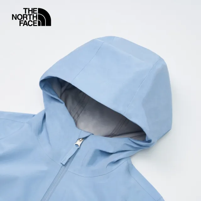 【The North Face 官方旗艦】北面女款藍色防水透氣連帽衝鋒衣｜83TRQEO