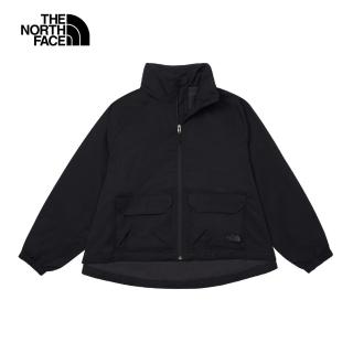 【The North Face 官方旗艦】北面女款黑色WindWall防風舒適保暖立領風衣外套｜87W9JK3