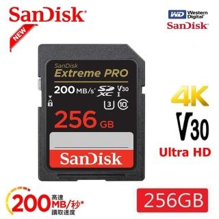 【SanDisk 晟碟】[全新版 再升級] 256GB Extreme PRO SDXC V30 記憶卡 200MB/s(專業攝影 原廠永久保固)