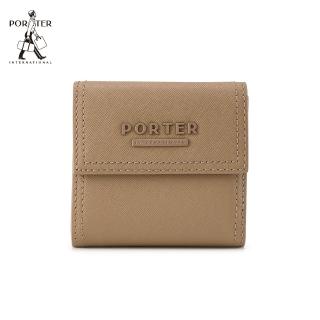 【PORTER INTERNATIONAL】堅毅自信AVENUE真皮三折零錢短夾(棕褐)