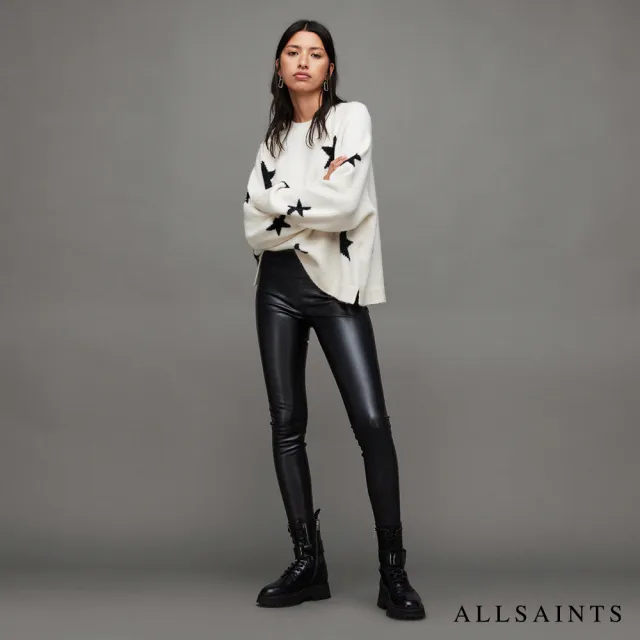 【ALLSAINTS】CORA 高腰純羊皮緊身皮褲-黑 WL185Z(緊身版型)