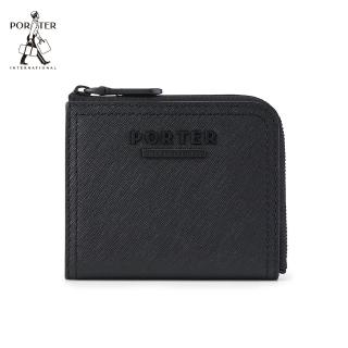 【PORTER INTERNATIONAL】堅毅自信AVENUE真皮L型短夾(黑)
