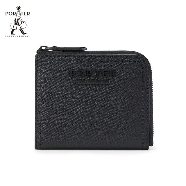 【PORTER INTERNATIONAL】堅毅自信AVENUE真皮L型短夾(黑)