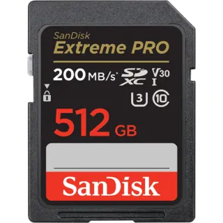 【SanDisk 晟碟】[全新版 再升級] 512GB Extreme PRO SDXC V30  記憶卡 200MB/s(專業攝影 原廠永久保固)