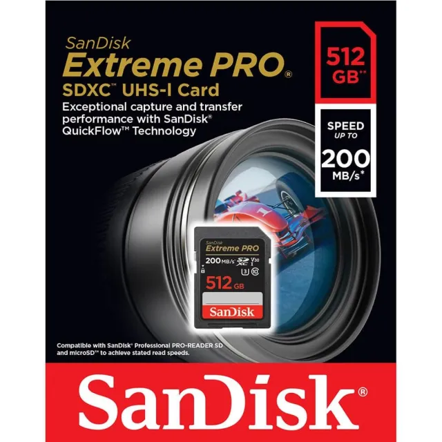 【SanDisk 晟碟】[全新版 再升級] 512GB Extreme PRO SDXC V30  記憶卡 200MB/s(專業攝影 原廠永久保固)