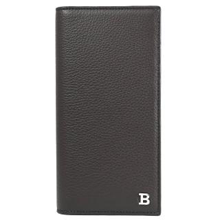 【BALLY】簡約金屬B字LOGO牛皮多折對折零錢長夾(深咖)