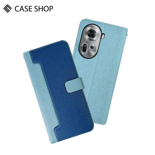 【CASE SHOP】OPPO Reno 11 前收納側掀皮套-藍(內襯卡片夾層 翻蓋站立)