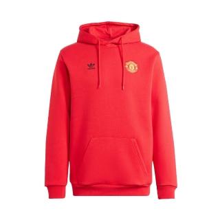 【adidas 愛迪達】MUFC OG ES HD 男 連帽上衣 帽T 曼聯 足球 訓練 三葉草 棉質 舒適 紅(IK8706)