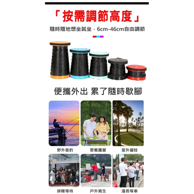 【ROYAL LIFE 皇室生活】螺旋伸縮折疊椅凳(折疊凳/戶外螺旋伸縮椅/便攜凳/釣魚露營椅)